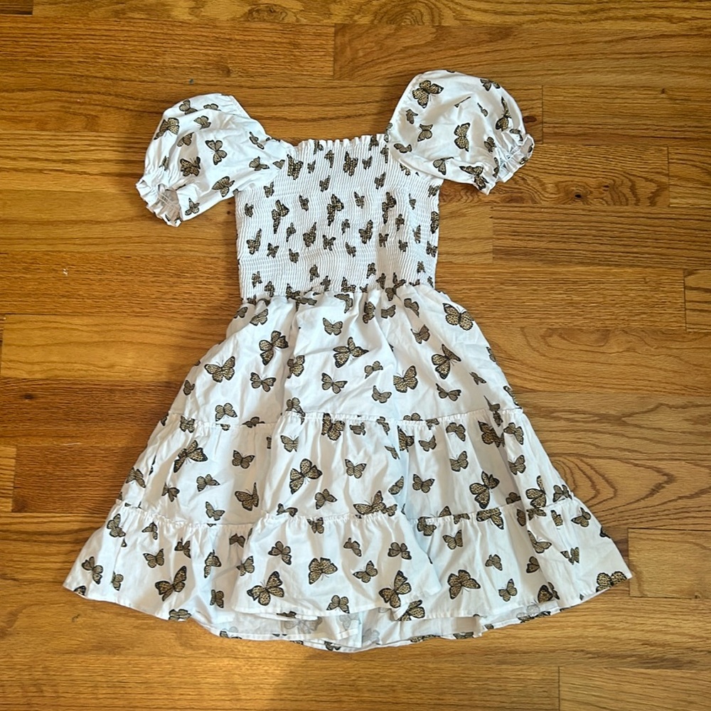 White Dress with Leopard Butterflies